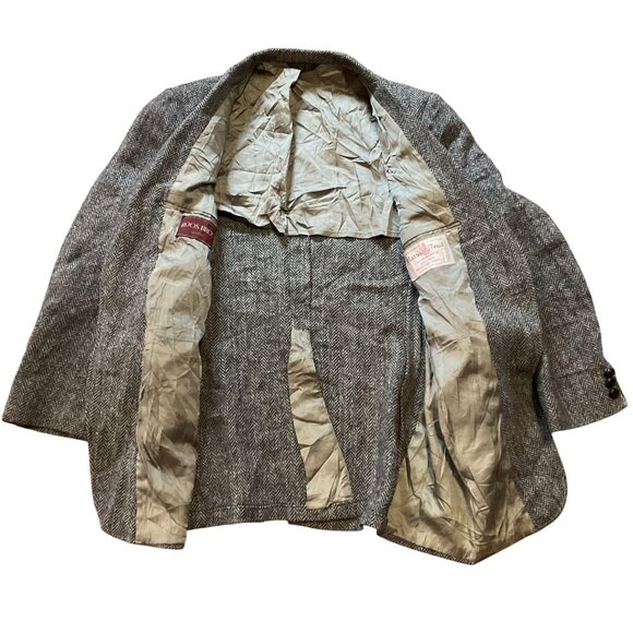 Vintage Roos Bros Harris Tweed Gray Herringbone Sport Coat Blazer Mens 42L Scott - Picture 2 of 5